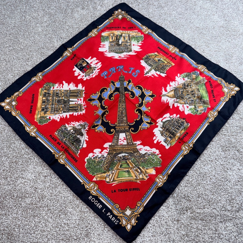 Lahmy Rogers Paris Landmark Souvenir Eifel Tower Scarf Made in Italy
